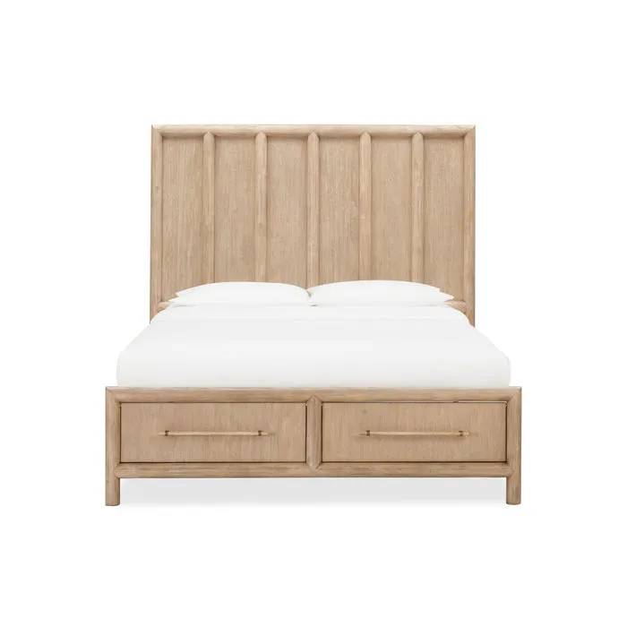 Dorsey Queen-size Two Drawer Storage Bed in Granola