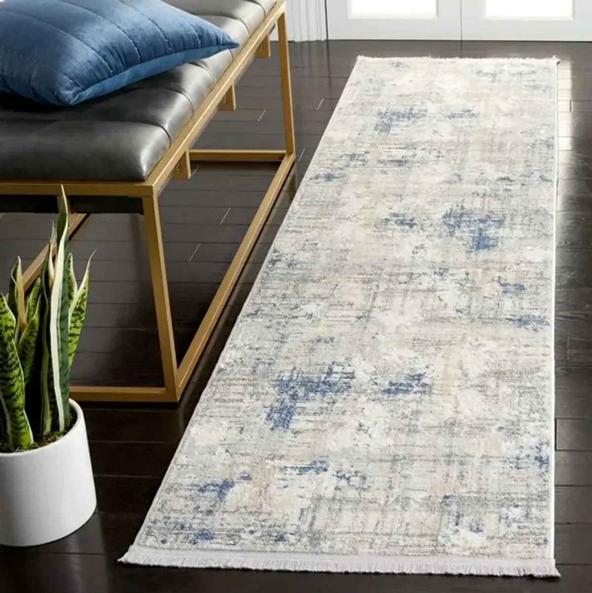 WHISPER 544 Blue  2'-2' X 8' Runner Rug