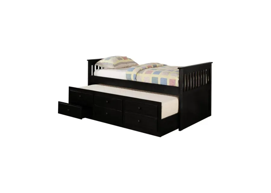 Rochford Twin Captain's Daybed with Storage Trundle Black