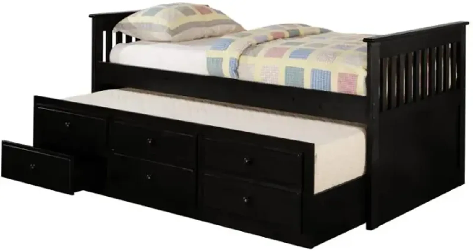 Rochford Twin Captain's Daybed with Storage Trundle Black