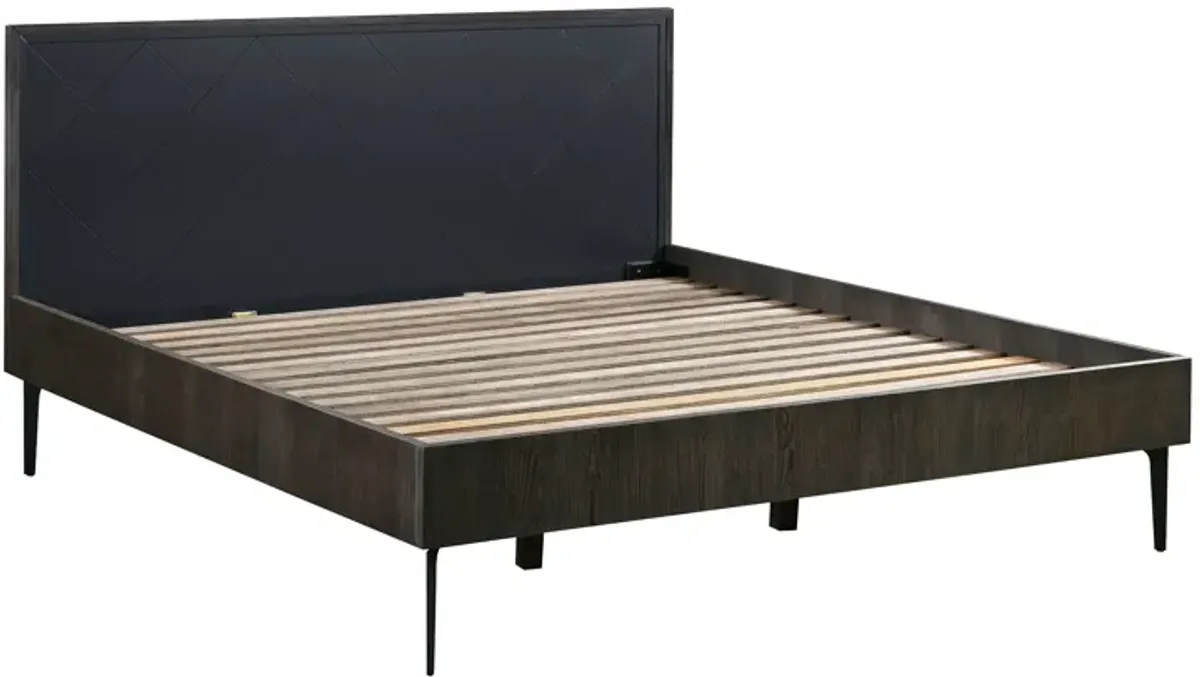 Cross Solid Oak and Metal King or Queen Platform Bed Frame