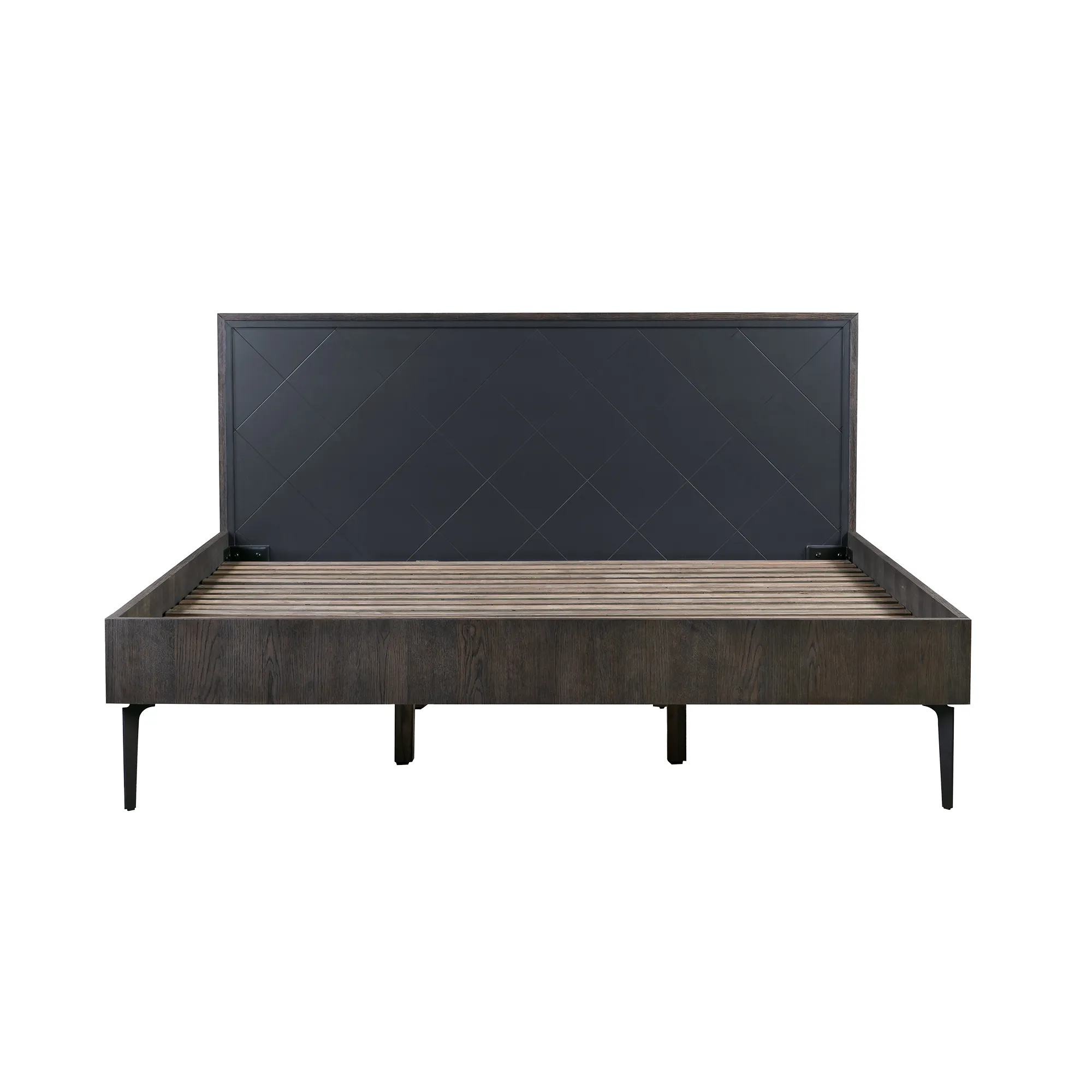 Cross Solid Oak and Metal King or Queen Platform Bed Frame