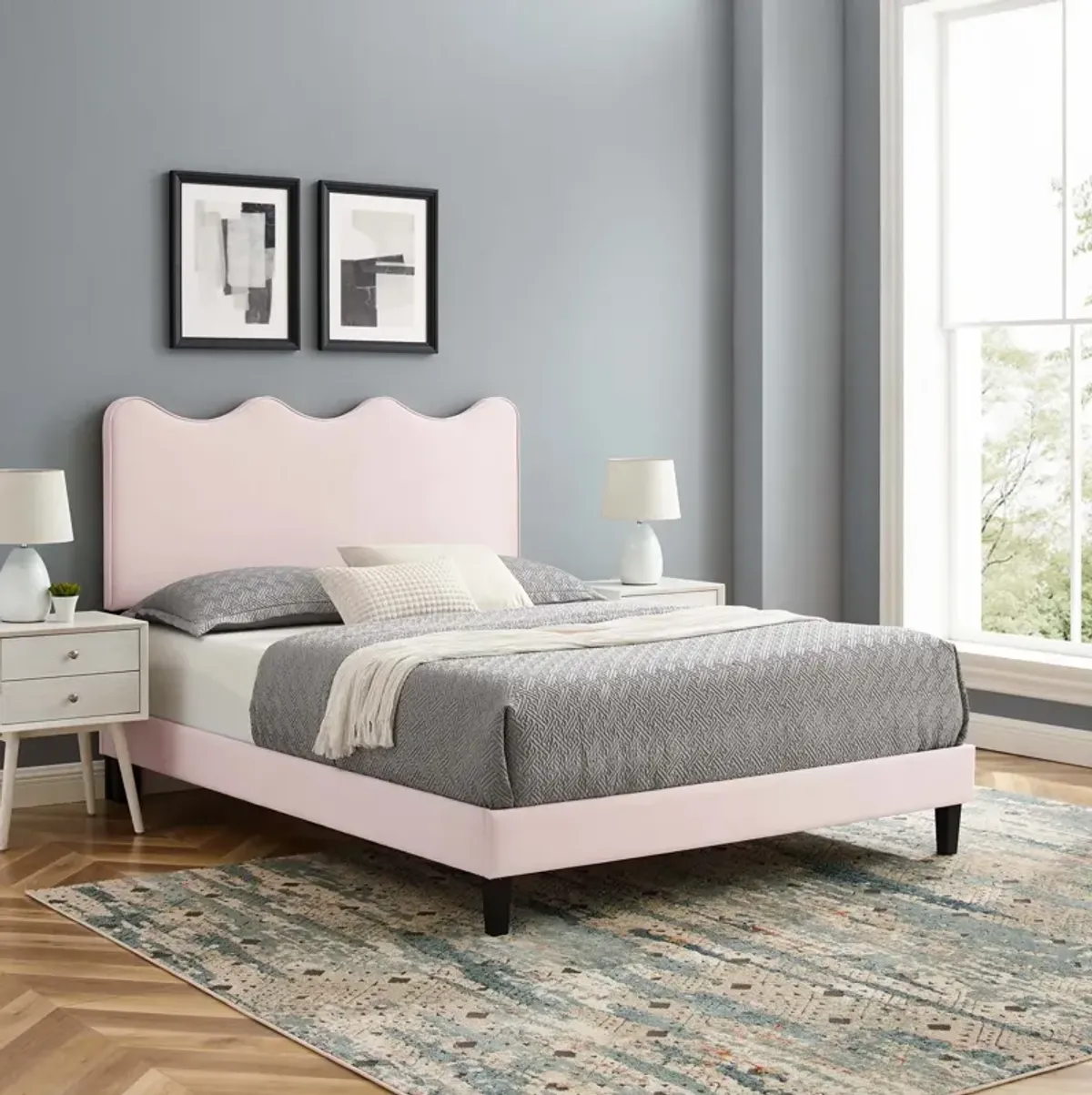 Current Performance Velvet Twin Platform Bed