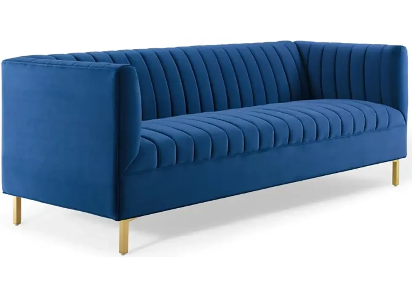 Shift Channel Tufted Performance Velvet Sofa