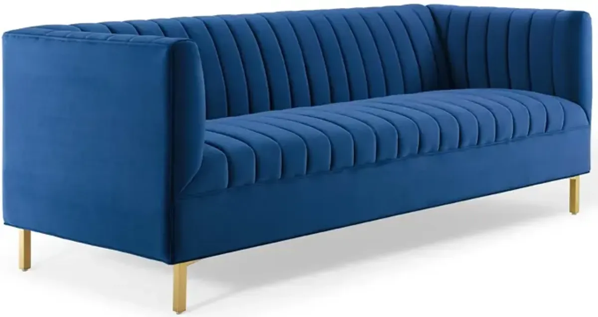 Shift Channel Tufted Performance Velvet Sofa