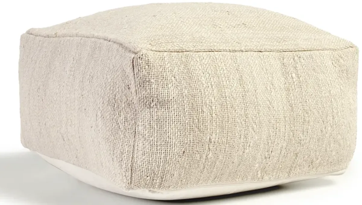 Halter 22" Woven Jute Pouf , Ivory