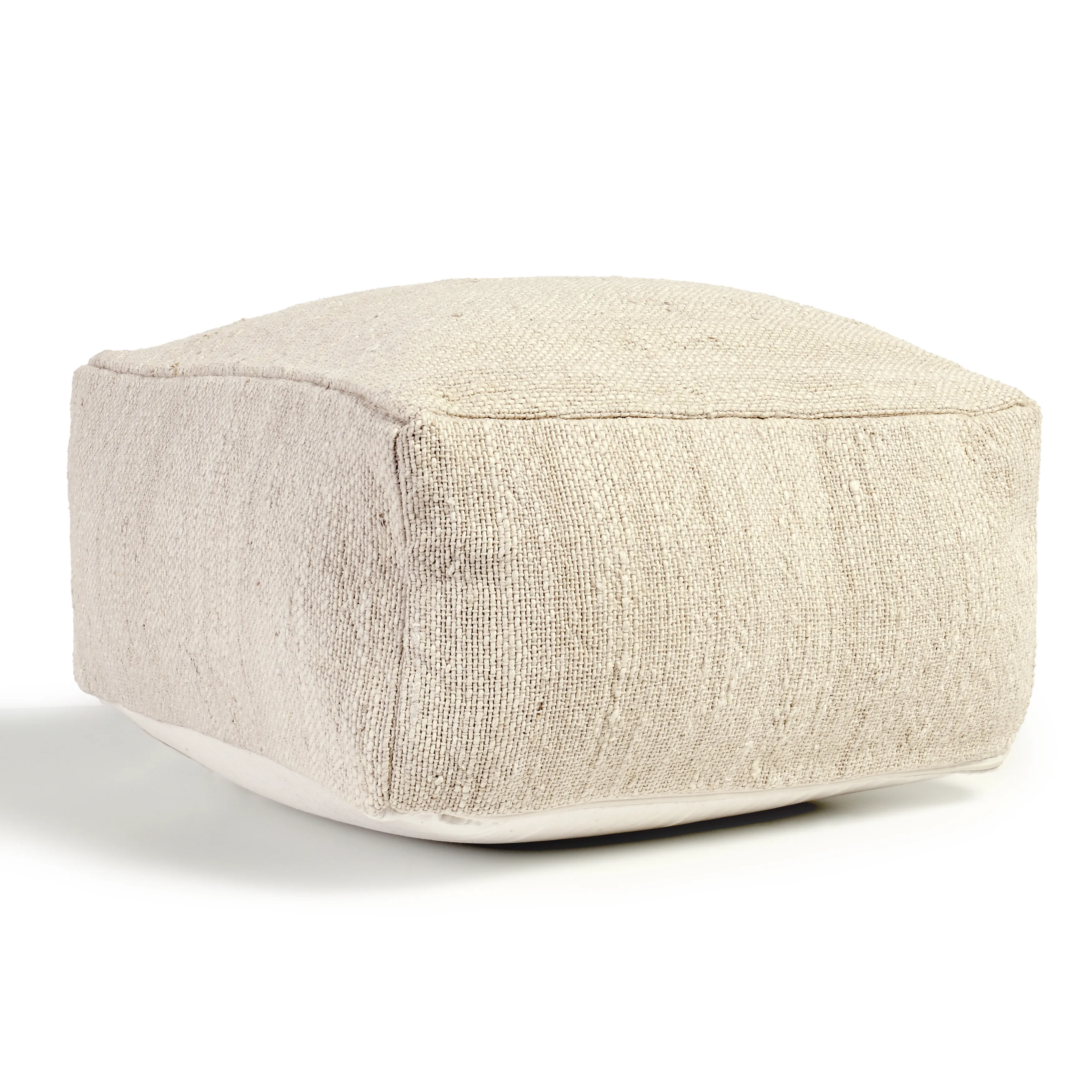 Halter 22" Woven Jute Pouf , Ivory