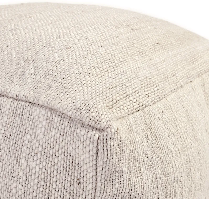 Halter 22" Woven Jute Pouf , Ivory