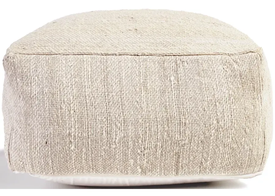 Halter 22" Woven Jute Pouf , Ivory