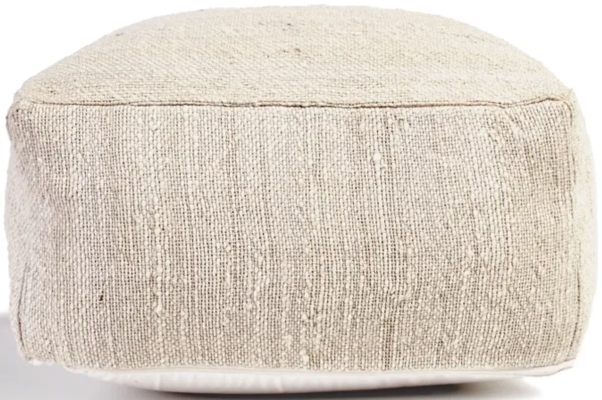 Halter 22" Woven Jute Pouf , Ivory