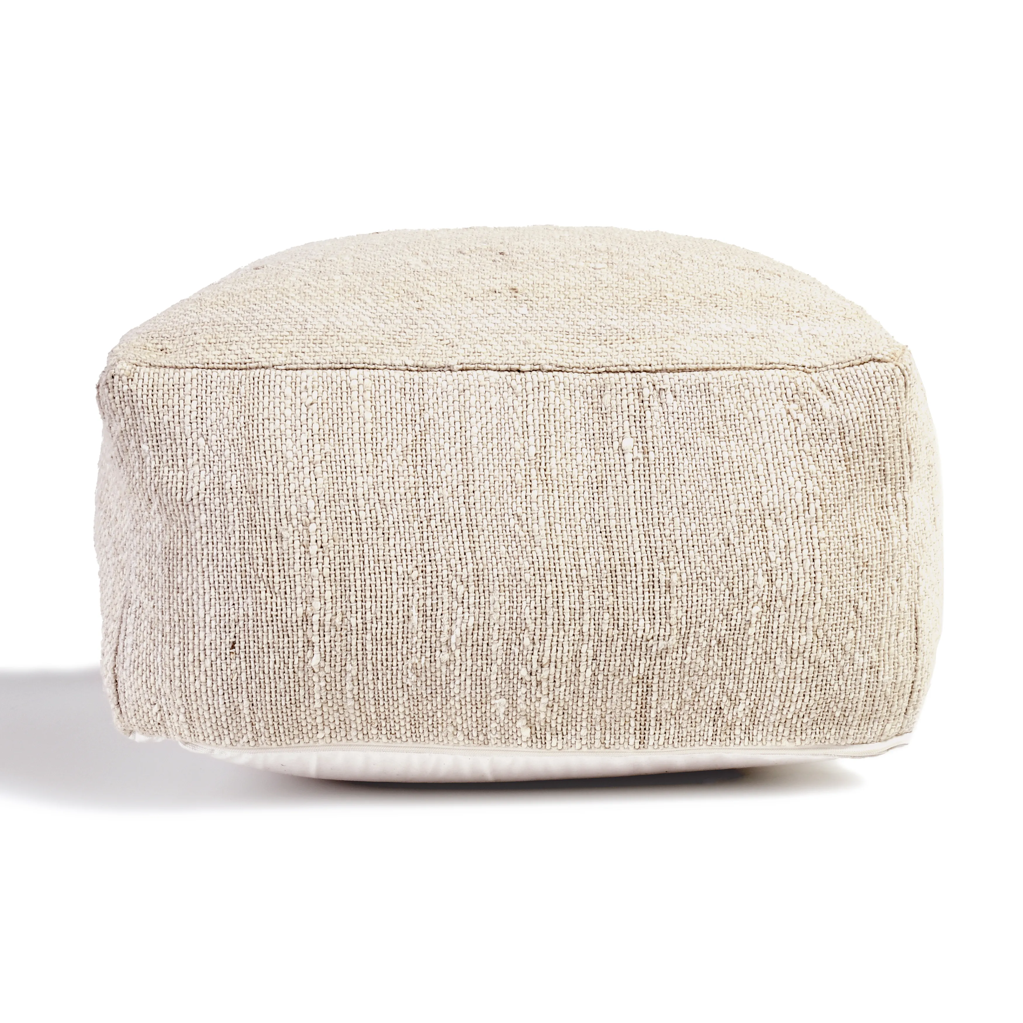 Halter 22" Woven Jute Pouf , Ivory