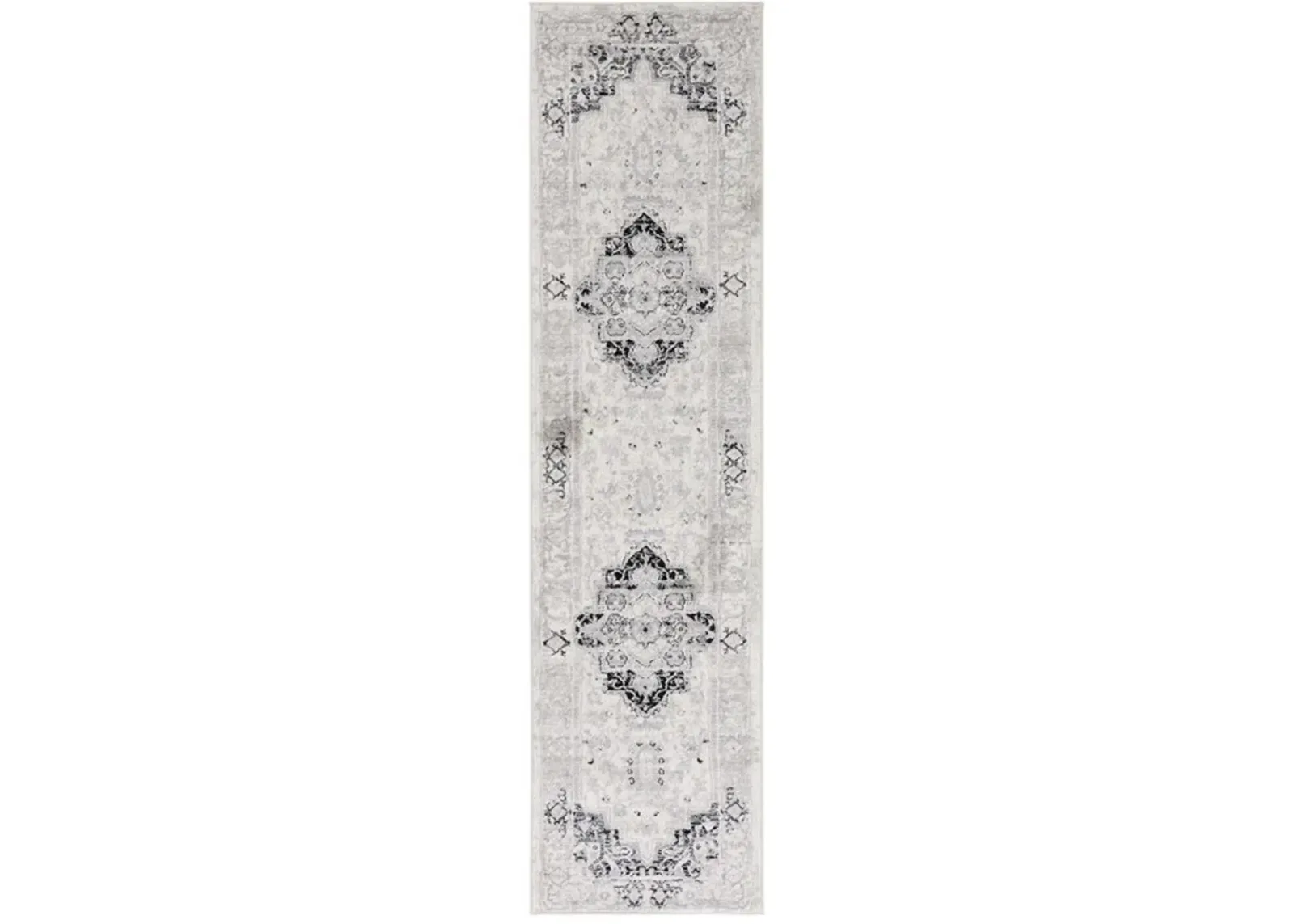 Brentwood 851 Ivory / Black 2' X 8' Runner Powerloomed Rug