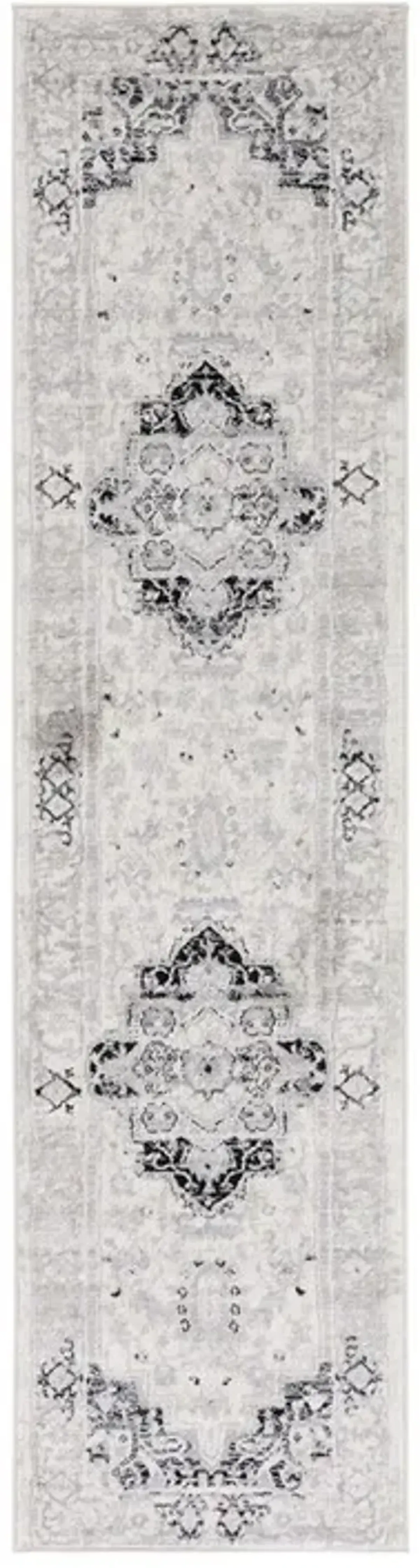 Brentwood 851 Ivory / Black 2' X 8' Runner Powerloomed Rug