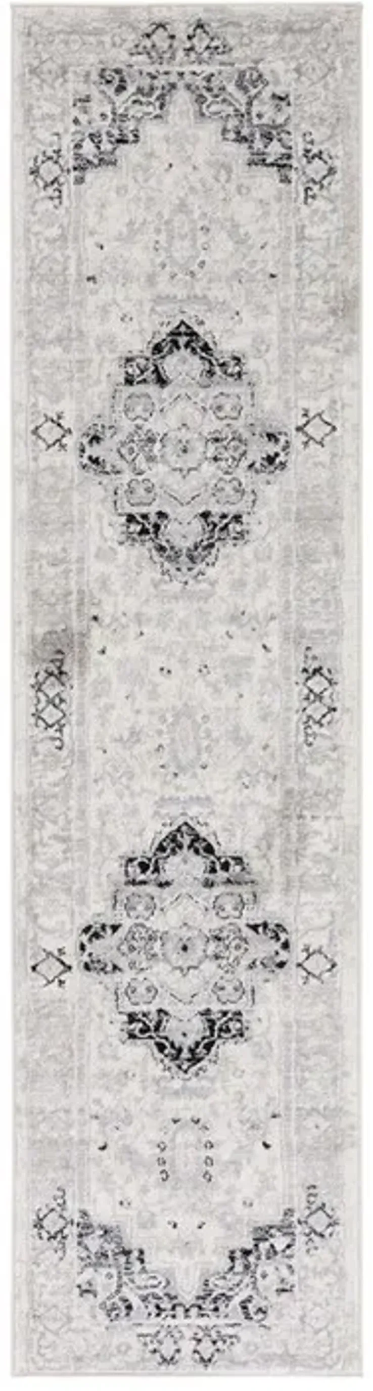 Brentwood 851 Ivory / Black 2' X 8' Runner Powerloomed Rug