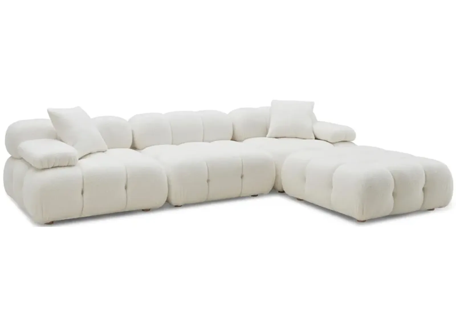 Calliope Cream Vegan Shearling 4-piece Modular Sectional