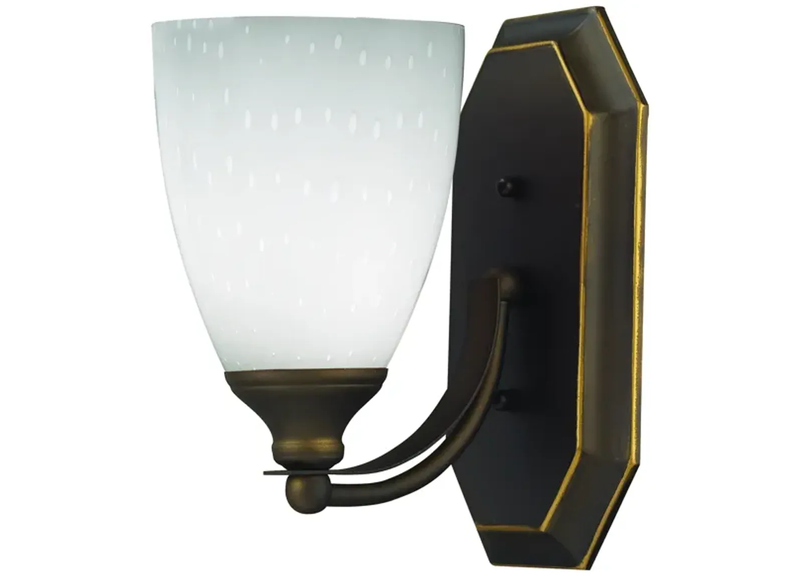 Mix-N-Match Vanity 1-Light Wall Lamp in Aged Bronze with Simple White Glass