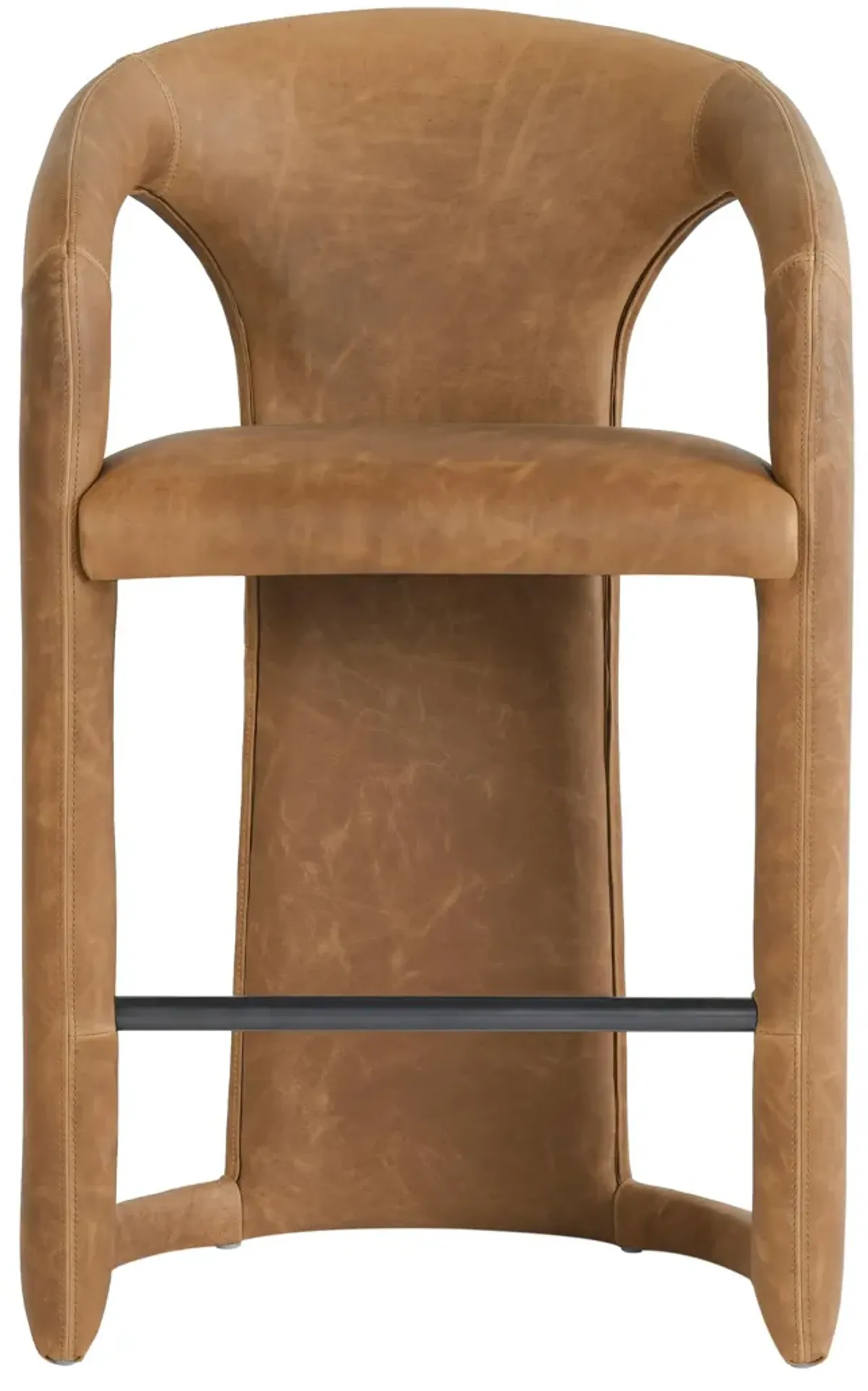 Archie 26" Distressed Leather Counter Stool in Maple Brown