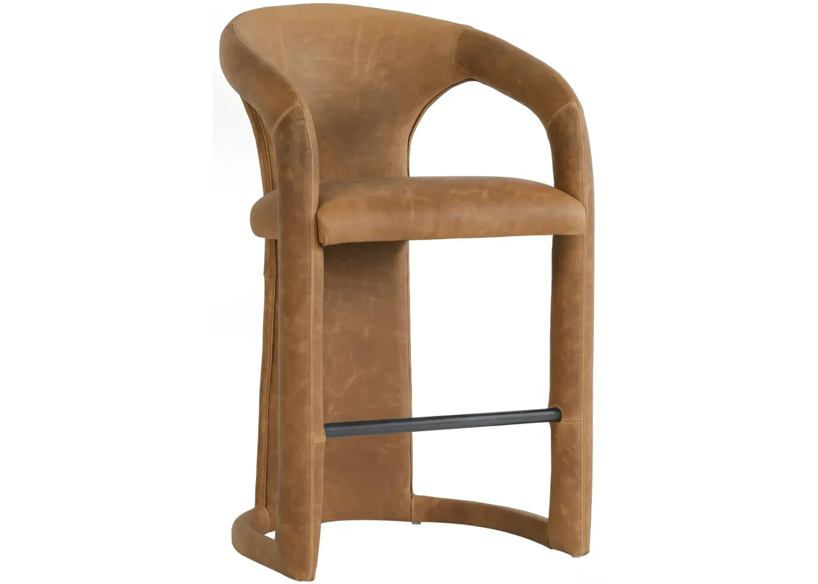 Archie 26" Distressed Leather Counter Stool in Maple Brown