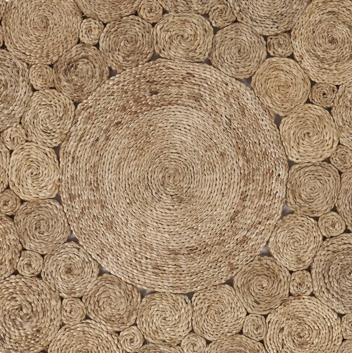 Nature Floral Geometric Organic Jute Indoor Round Area Rug 4'