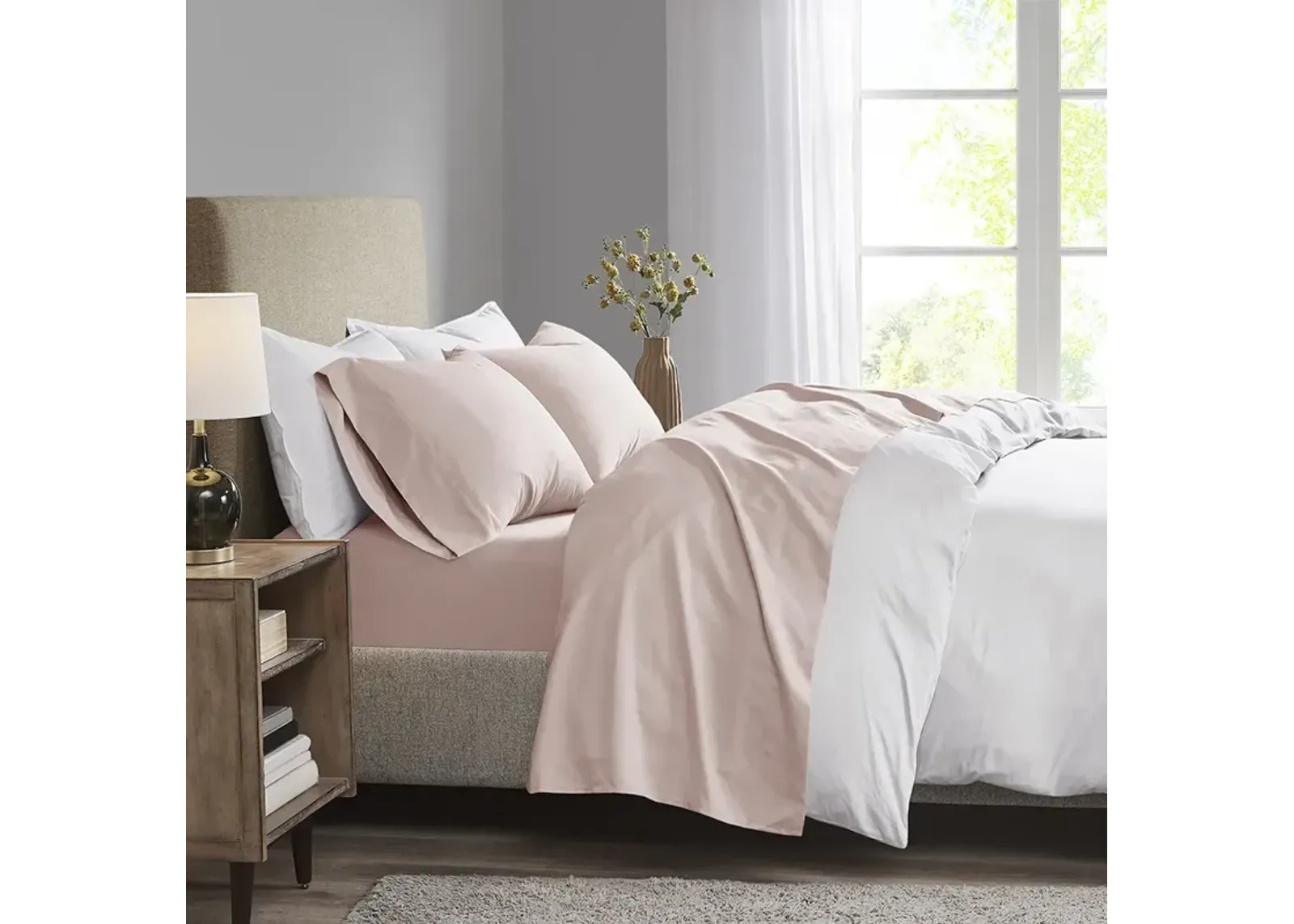 Madison Park 3M Microcell Blush Luxurious Brushed Microfiber Deep Pocket Sheet Set