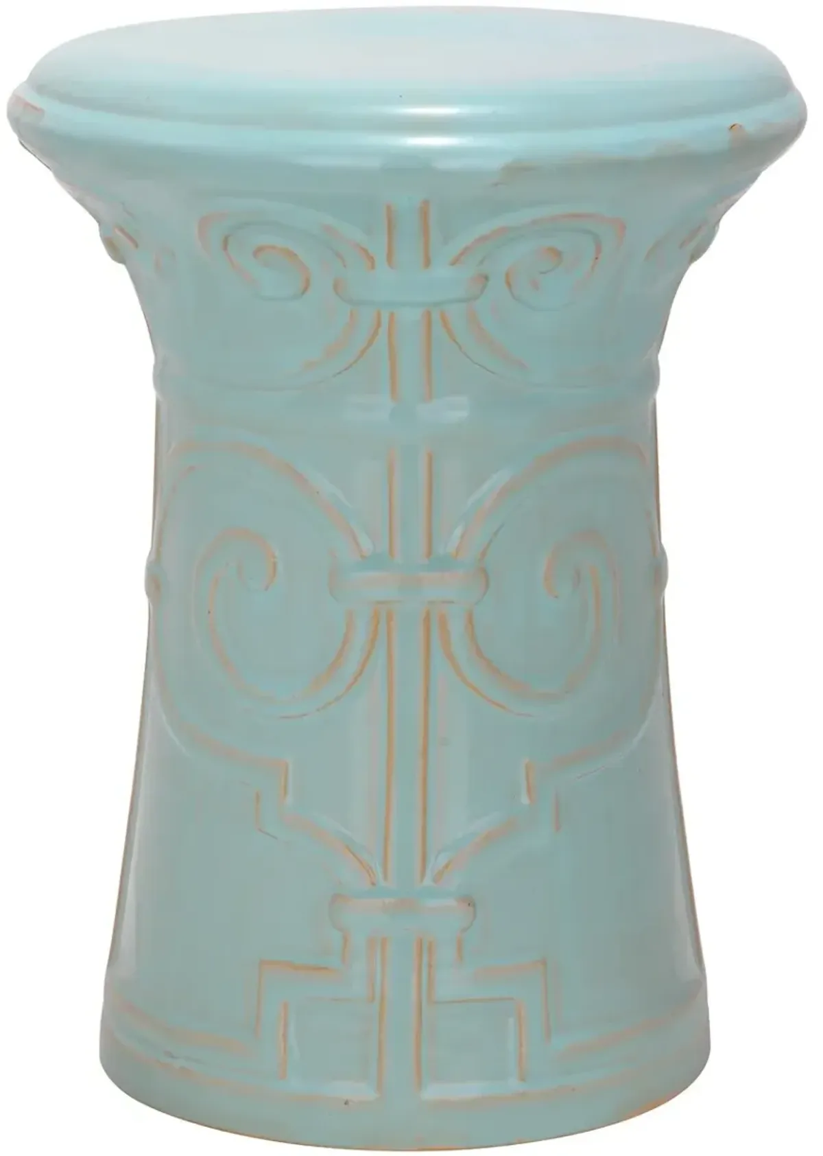 Light Aqua Imperial Scroll Garden Stool