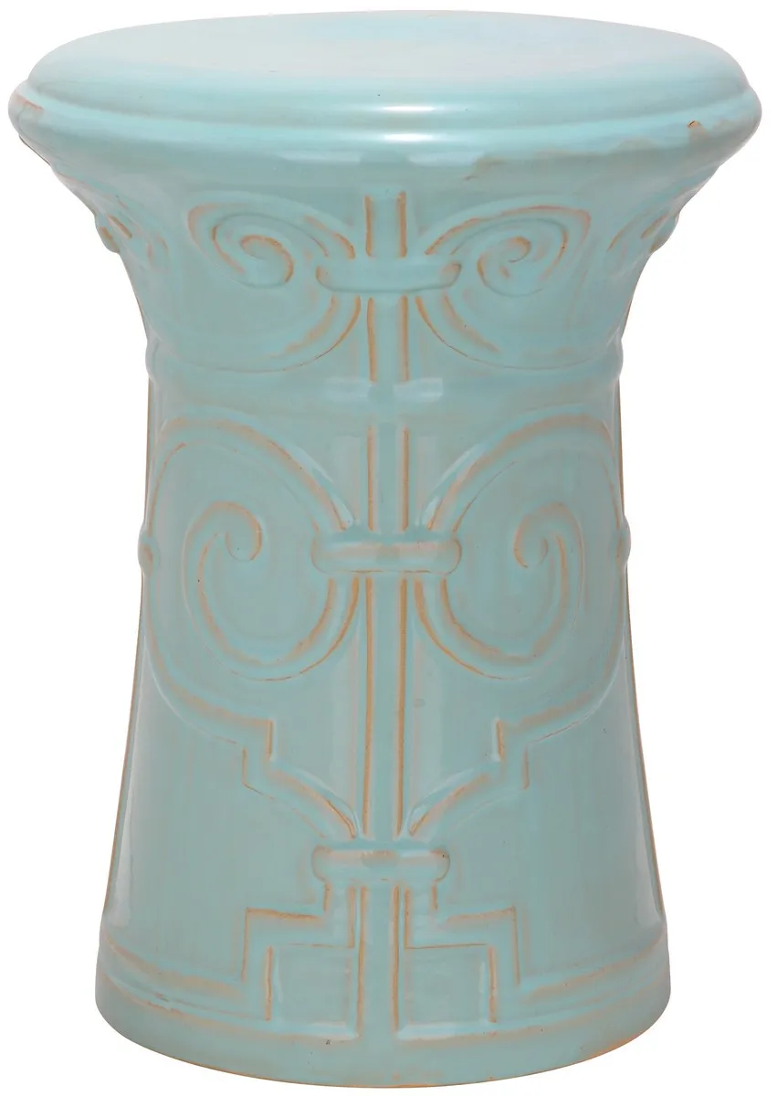 Light Aqua Imperial Scroll Garden Stool