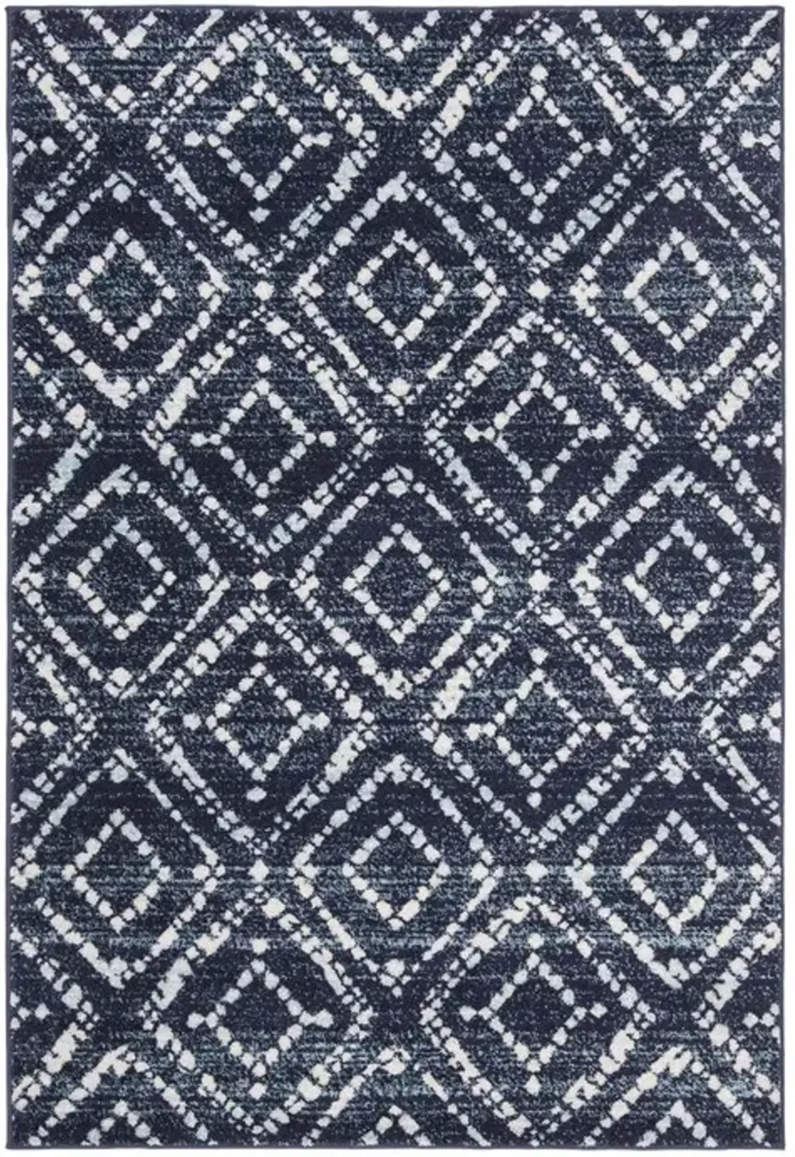 Adirondack Contemporary Navy / Ivory 4' X 4' Round Powerloomed Rug