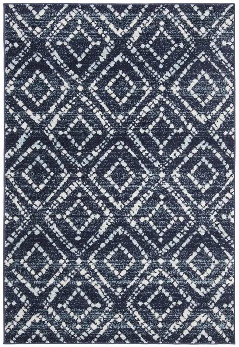 Adirondack Contemporary Navy / Ivory 4' X 4' Round Powerloomed Rug