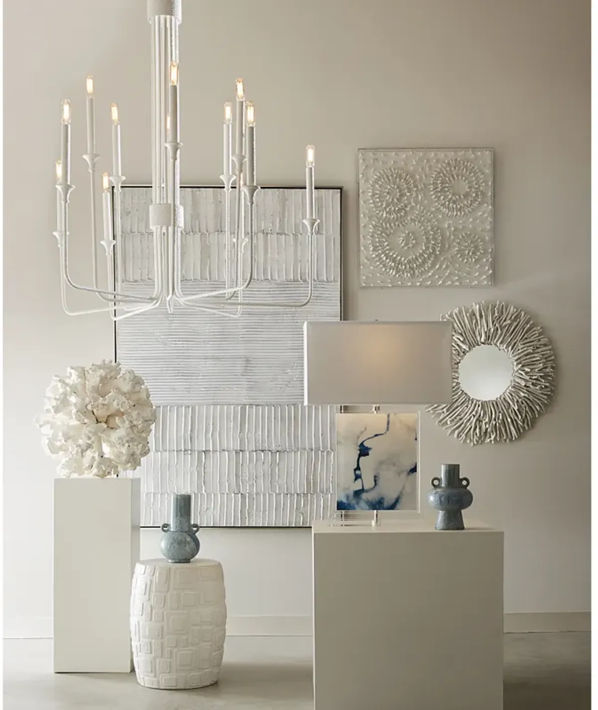 Edward 36" Wide 12-Light Chandelier - Matte White