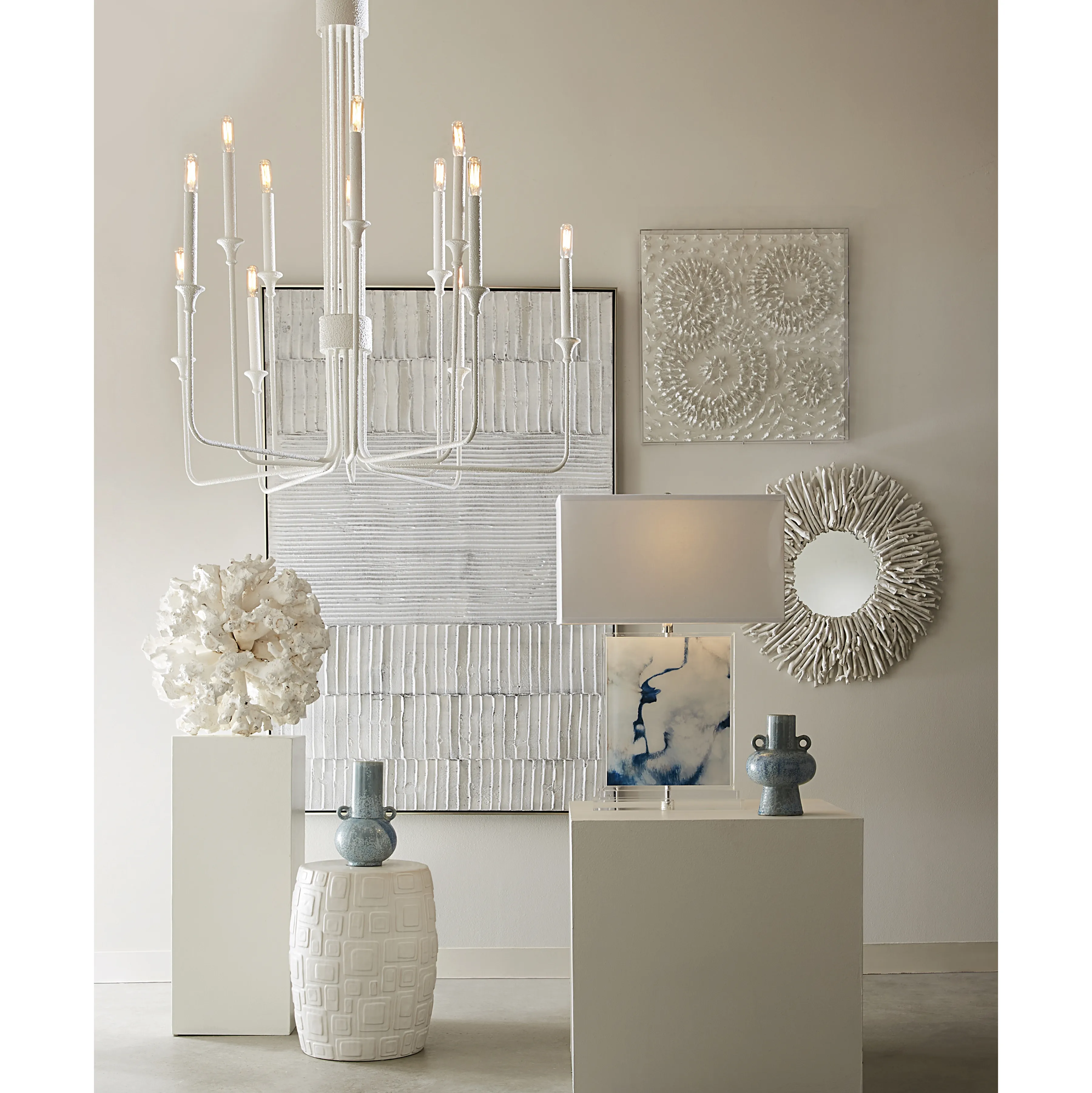 Edward 36" Wide 12-Light Chandelier - Matte White