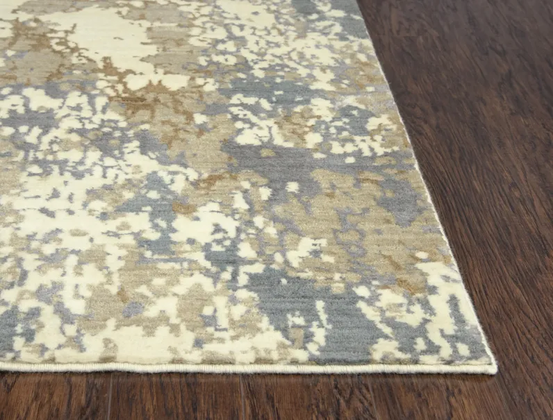 Impressions Beige Abstract NZ Wool/Tencel Blend 2'6" X 10' Runner Rug