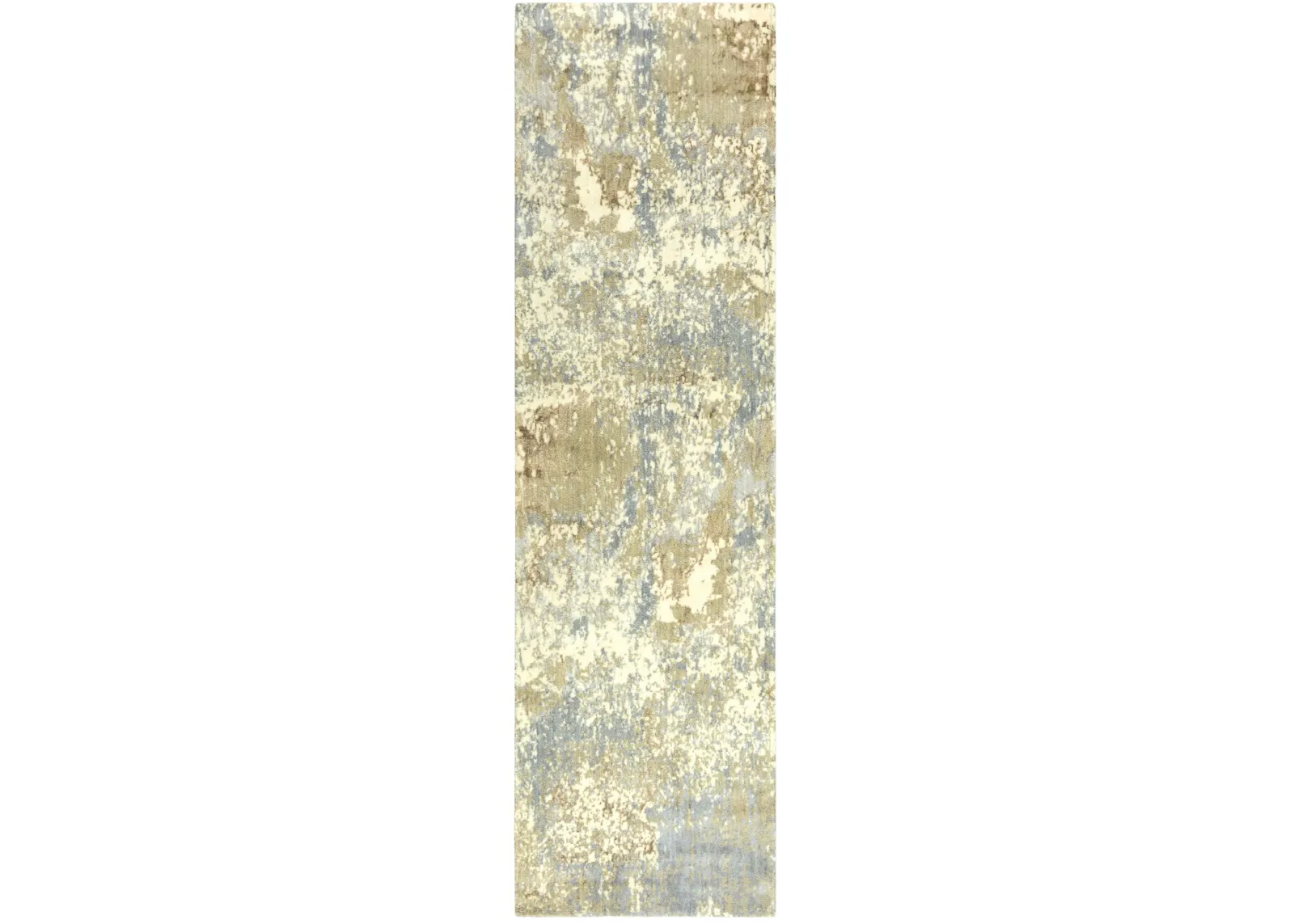 Impressions Beige Abstract NZ Wool/Tencel Blend 2'6" X 10' Runner Rug