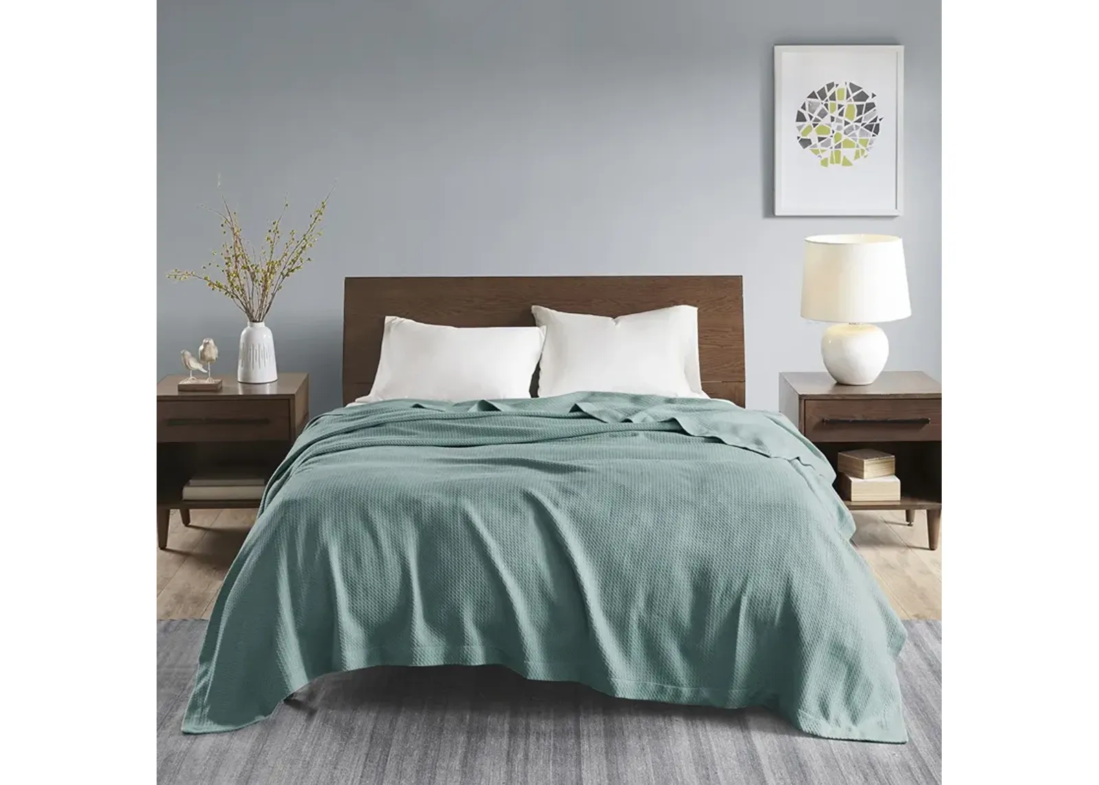 Madison Park Egyptian Cotton Teal Blanket