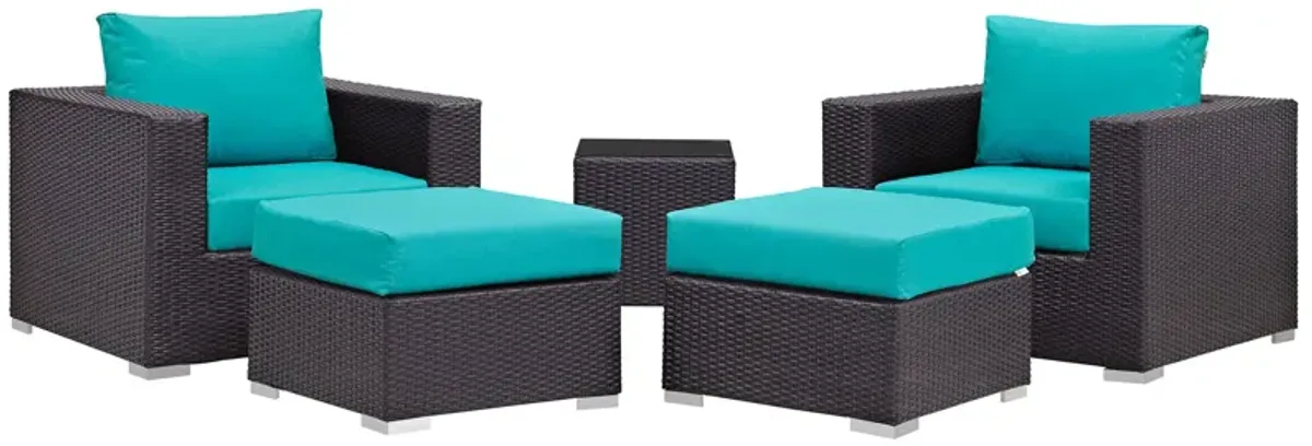 Convene 5 Piece Outdoor Patio Sectional Set