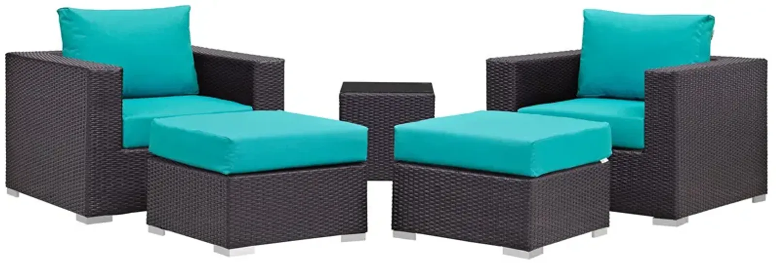 Convene 5 Piece Outdoor Patio Sectional Set