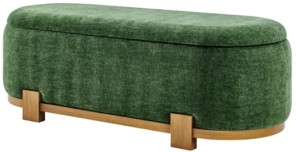 Ayleen Chenille Storage Bench, Seneca Green