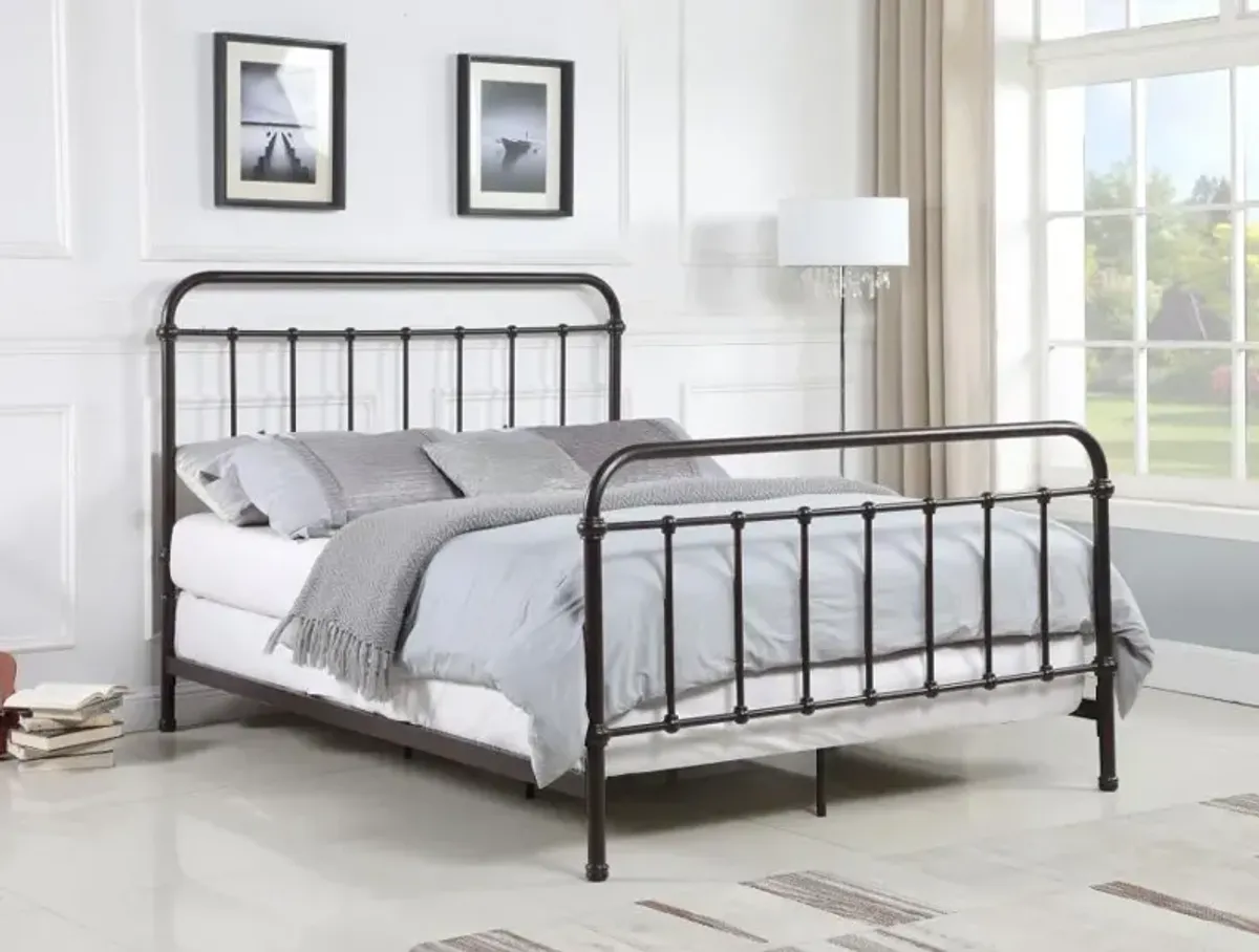 Livingston Eastern King Panel Metal Bed Dark Bronze