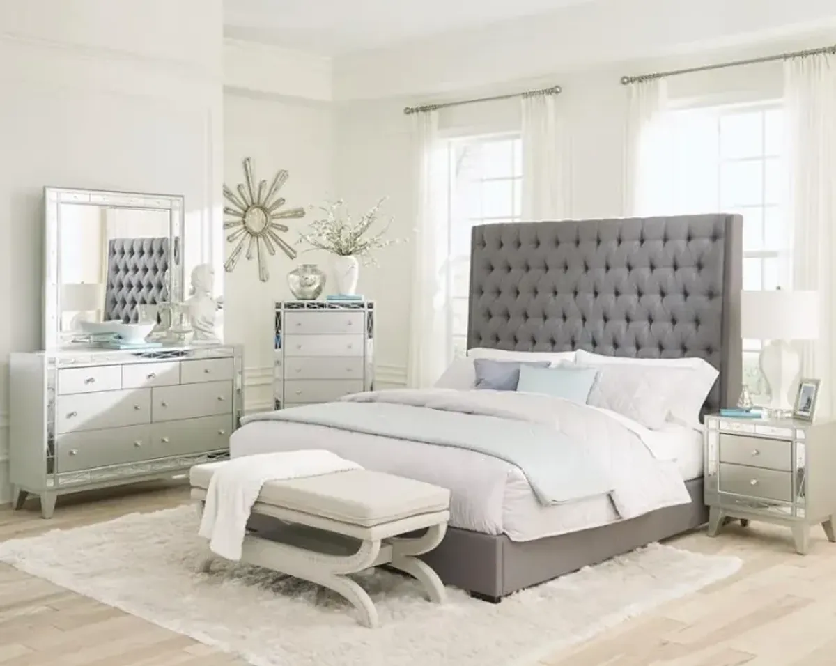 Camille 4-piece Queen Bedroom Set Grey and Metallic Mercury