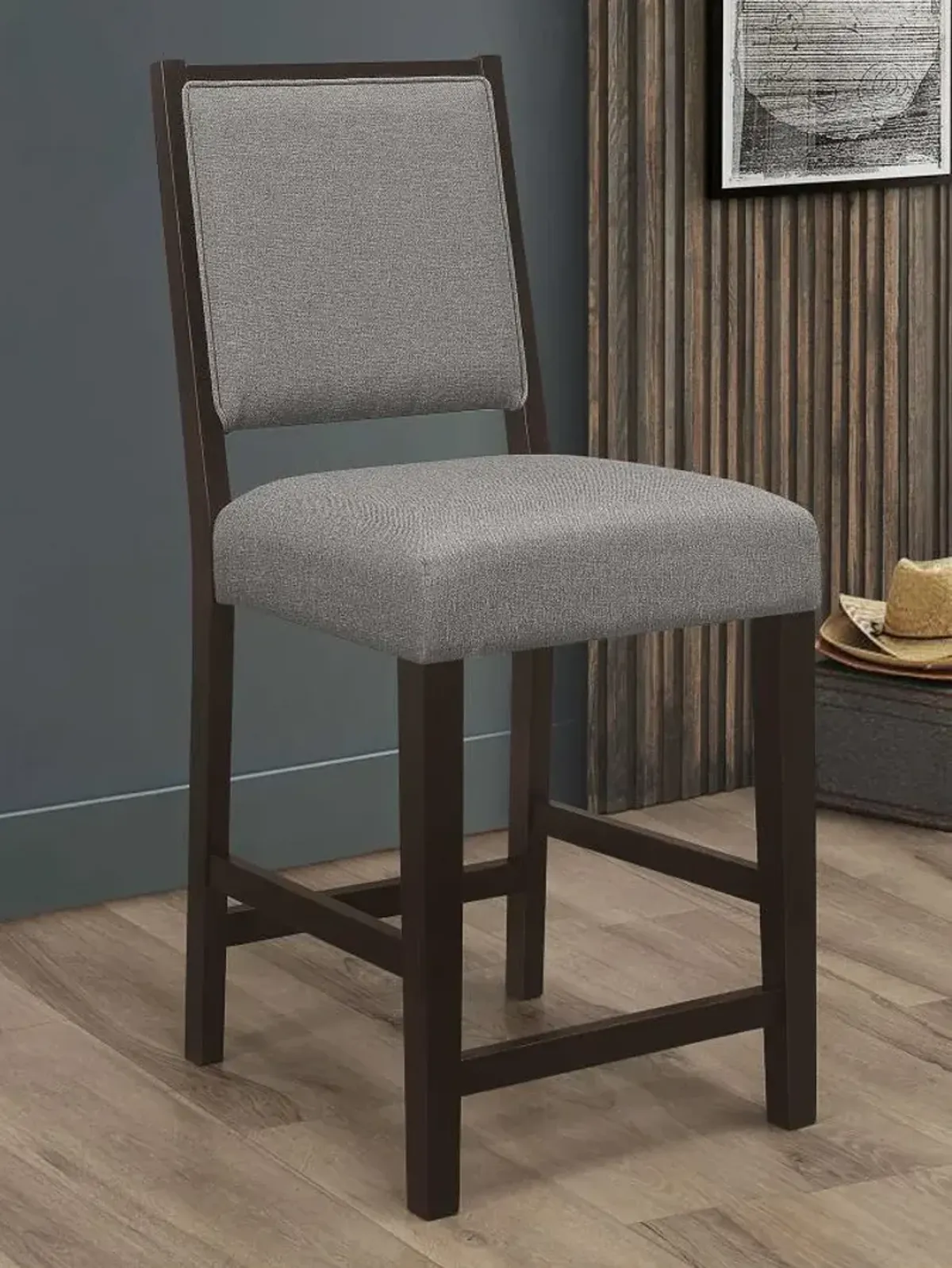 Alaya Upholstered Open Back Counter Height Stools with Footrest (Set of 2) Grey And Espresso