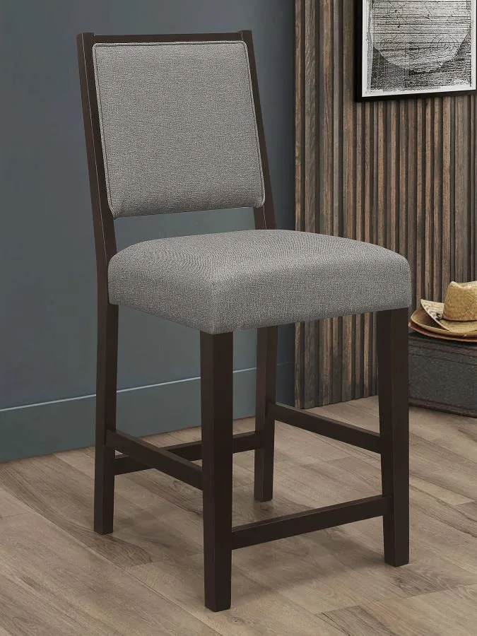 Alaya Upholstered Open Back Counter Height Stools with Footrest (Set of 2) Grey And Espresso