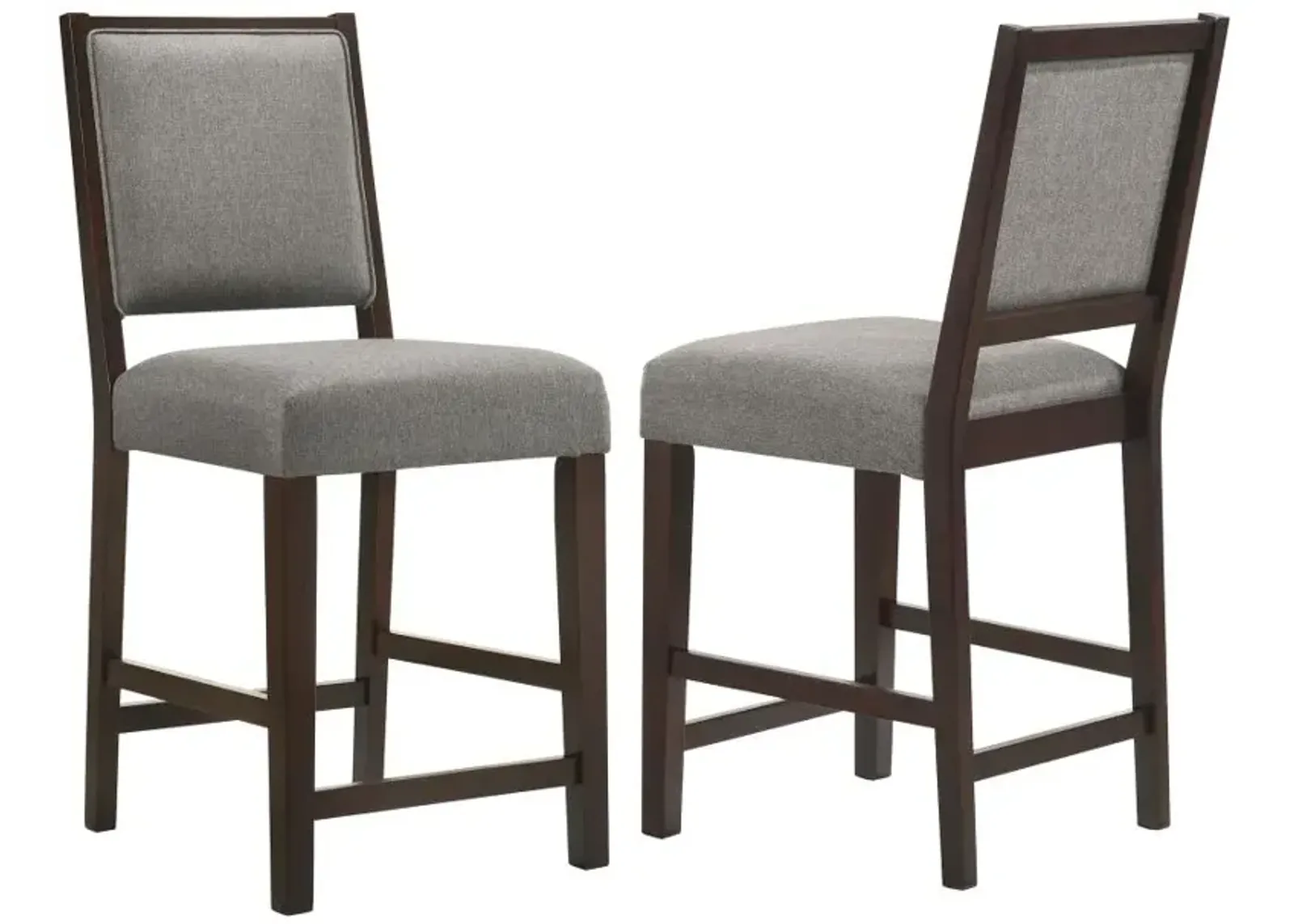 Alaya Upholstered Open Back Counter Height Stools with Footrest (Set of 2) Grey And Espresso