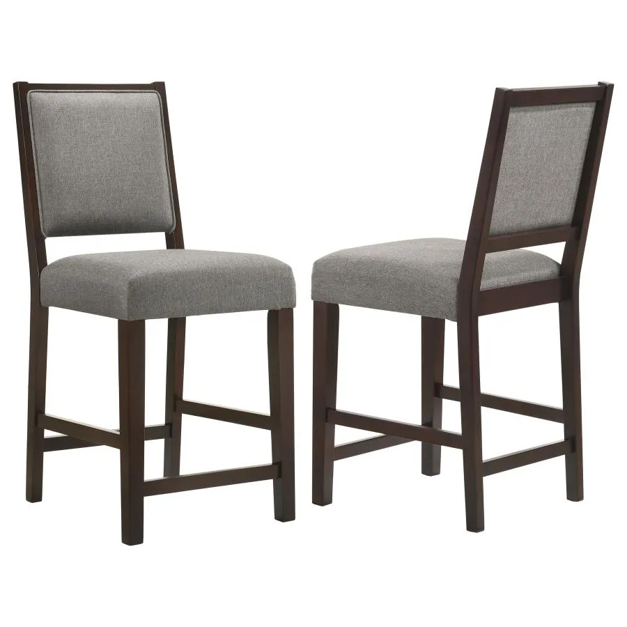 Alaya Upholstered Open Back Counter Height Stools with Footrest (Set of 2) Grey And Espresso