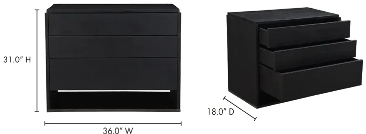 QUINTON 3 DRAWER NIGHTSTAND BLACK