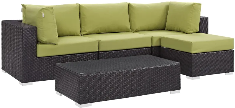 Convene 5 Piece Outdoor Patio Sectional Set