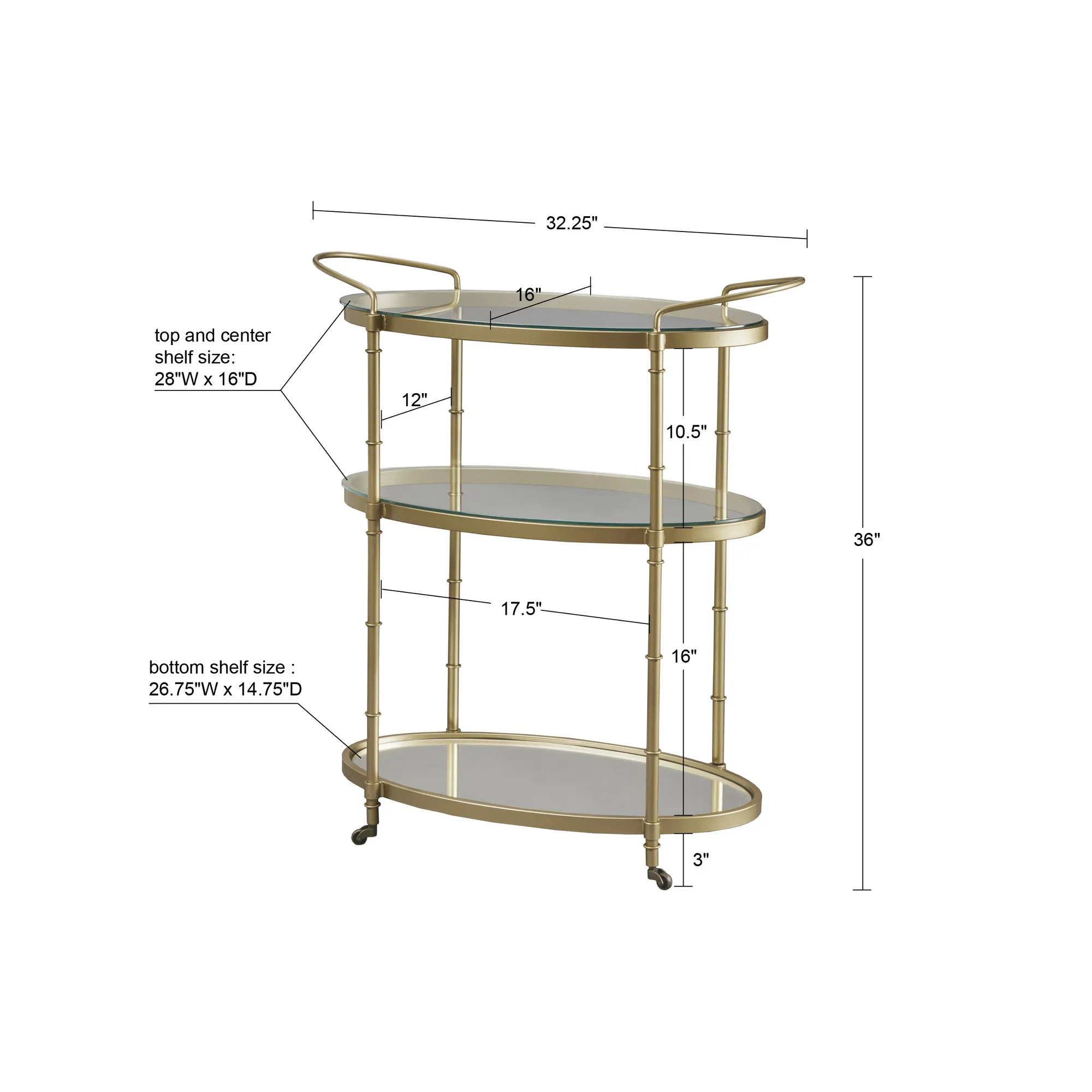 Madison Park Signature Lauren Antique Gold Bar Cart