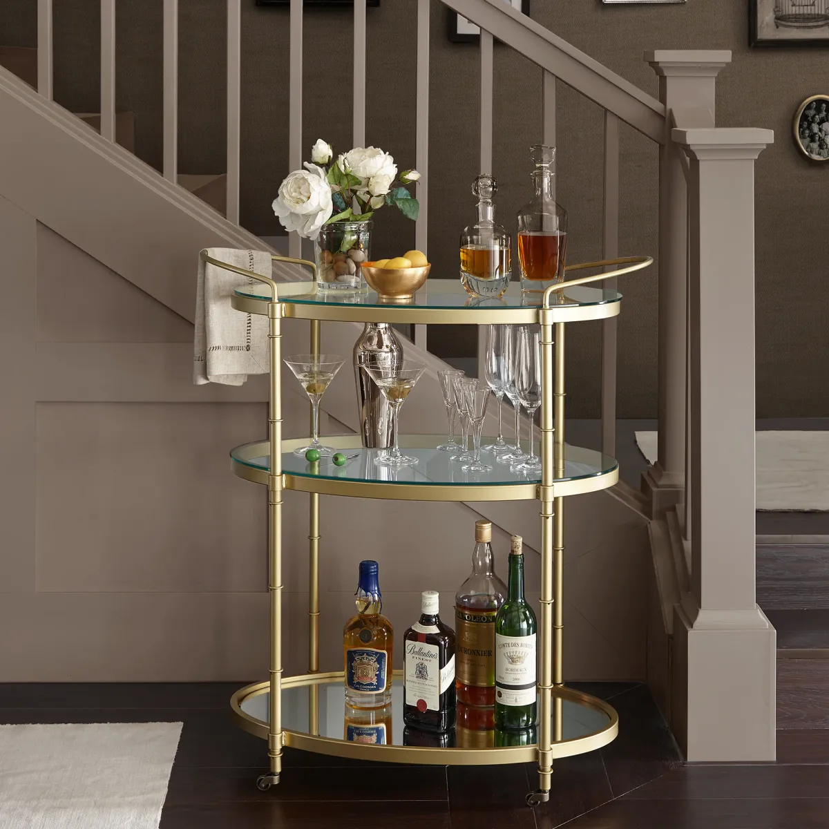 Madison Park Signature Lauren Antique Gold Bar Cart