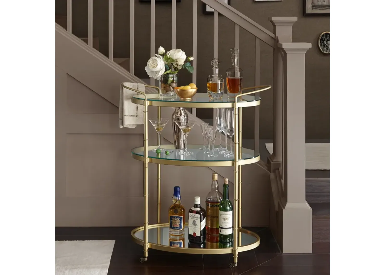 Madison Park Signature Lauren Antique Gold Bar Cart