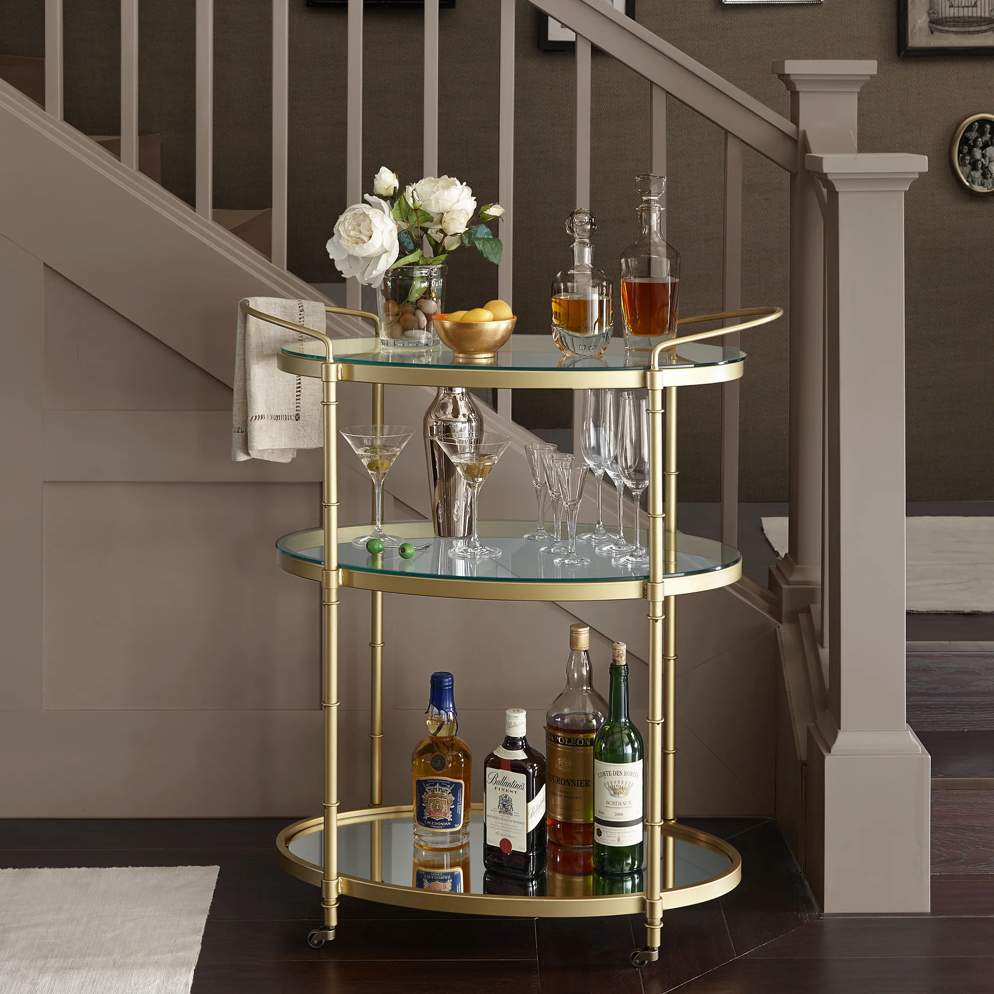 Madison Park Signature Lauren Antique Gold Bar Cart