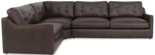 Thurlow 3 Piece Left Modular Sectional Espresso Brown Leather