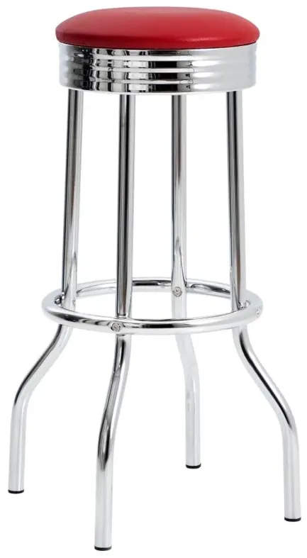 Theodore Upholstered Top Bar Stools Red and Chrome (Set of 2)